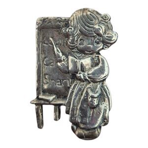 PMI Sterling Silver 925 Vintage Teacher Brooch Pin SIGNED Precious Moments